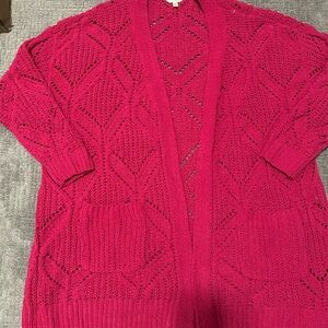 Terra & Sky Fuchsia Open Knit Cardigan